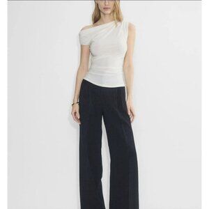 Aritzia Effortless Black Crepe Pants size 16 trousers Pleated wide Quiet luxury